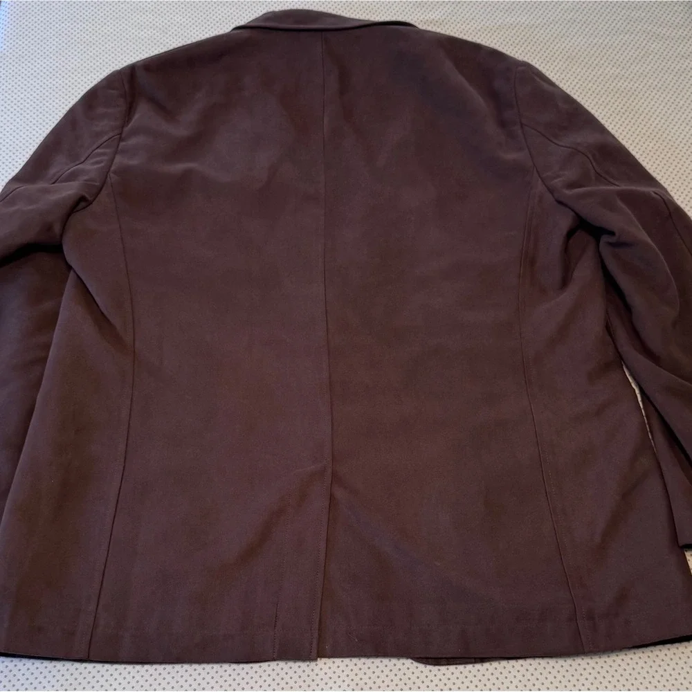 Pronto Uomo Men's Brown Faux Suede Safari Jacket Blazer Size L Four Pocket